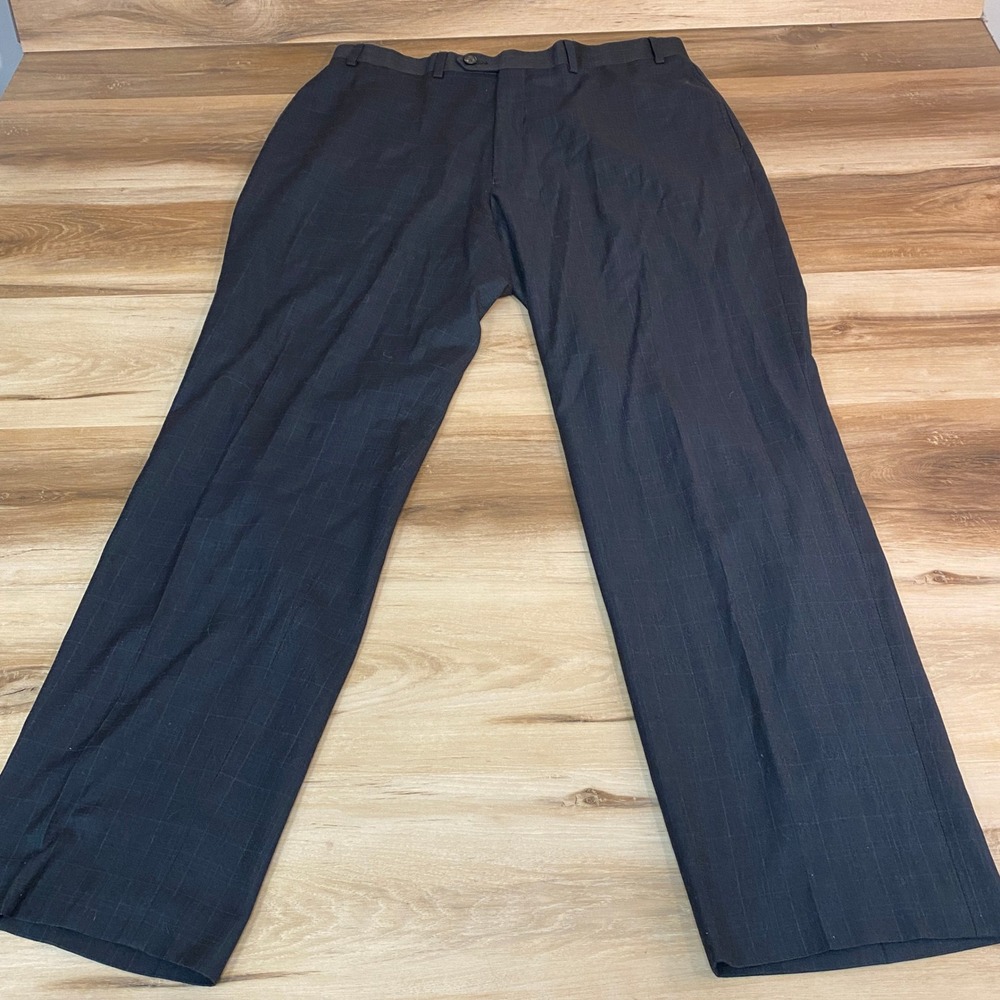 Ralph Lauren Mens Dress Pants 36x32 Gray Plaid Flat‎ Front Trousers Career